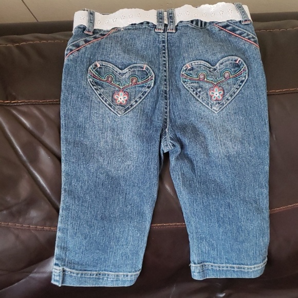 Embroidered jeans with fabric belt - Picture 2 of 2